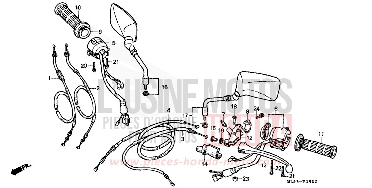 HEBELGRIFF/SCHALTER/KABEL von CB1300 Super Bold'or ABS CANDY ALAMOANA RED-U (R124) von 1986